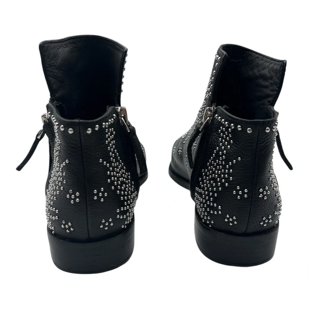 Mercer Edit Black Studded Leather Ankle Boots Size 5.5
